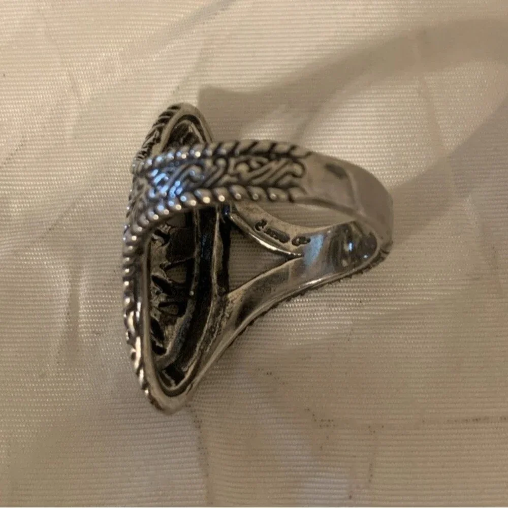 Vintage Carolyn Pollack Sterling Silver Ring Sz 7.25 Floral Swirl - Picture 4 of 7